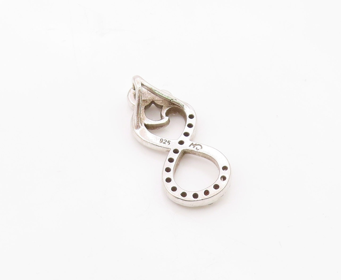 925 Silver  Vintage  Genuine Diamonds Infinity Mom & Baby Pendant  PT16683