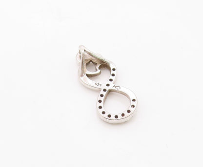 925 Silver  Vintage  Genuine Diamonds Infinity Mom & Baby Pendant  PT16683