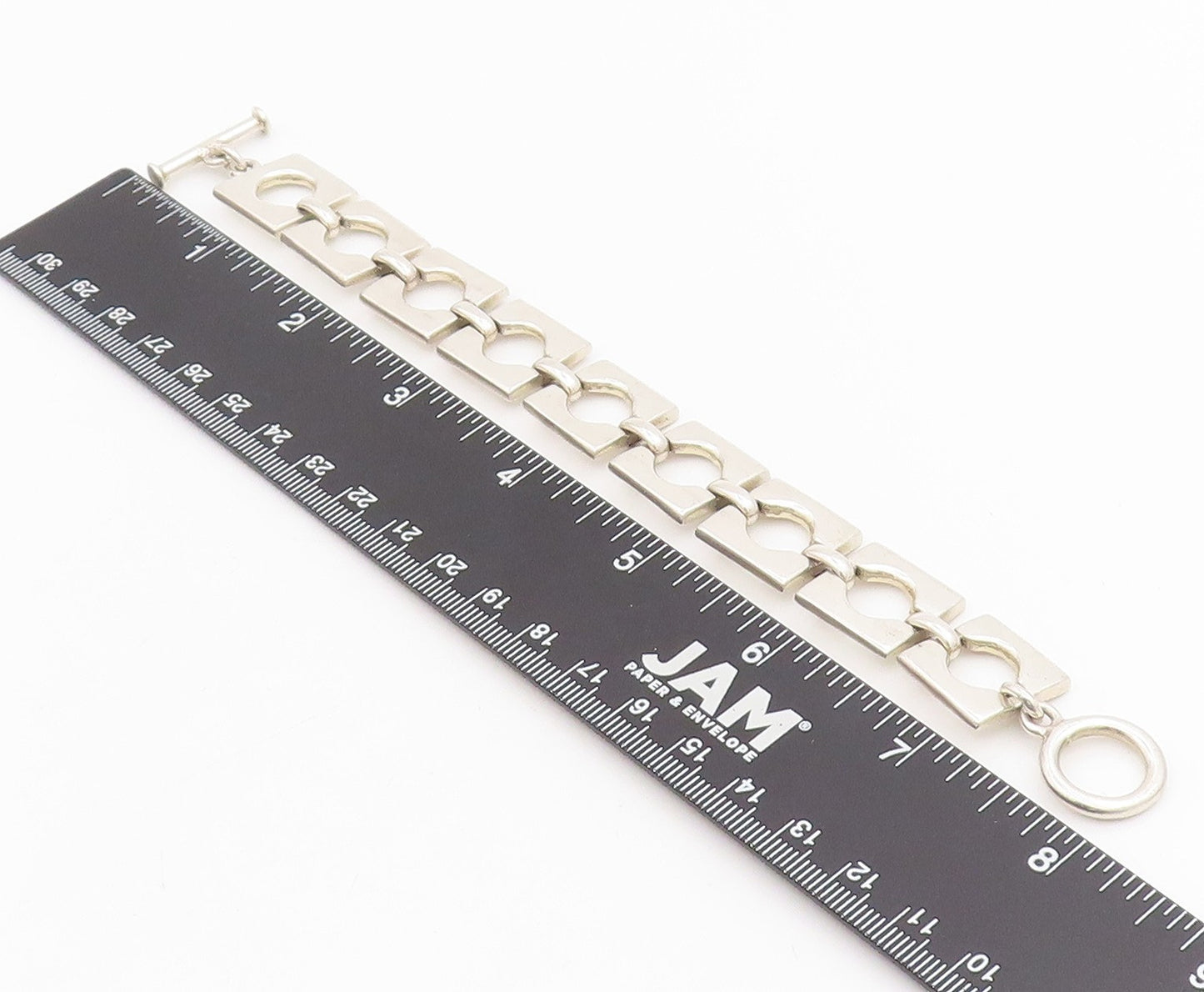 925 Sterling Silver Vintage Bracelet MEXICO Interlocking Open Squares BT11521