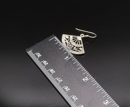 925 Silver  Vintage Engraved Detail Floral Vine Half Circle Earrings  EG12042