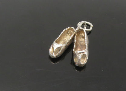 925 Sterling Silver   Vintage Petite Ballet Slippers Dancer Pendant  PT18249