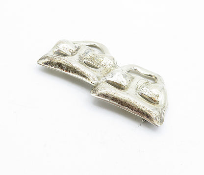 MEXICO 925 Sterling Silver  Vintage Dramatic Theater Masks Brooch Pin  BP1808