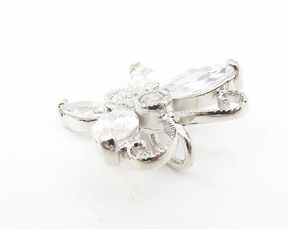 925 Sterling Silver  Sparkling Cubic Zirconia Butterfly Motif Pendant  PT9303