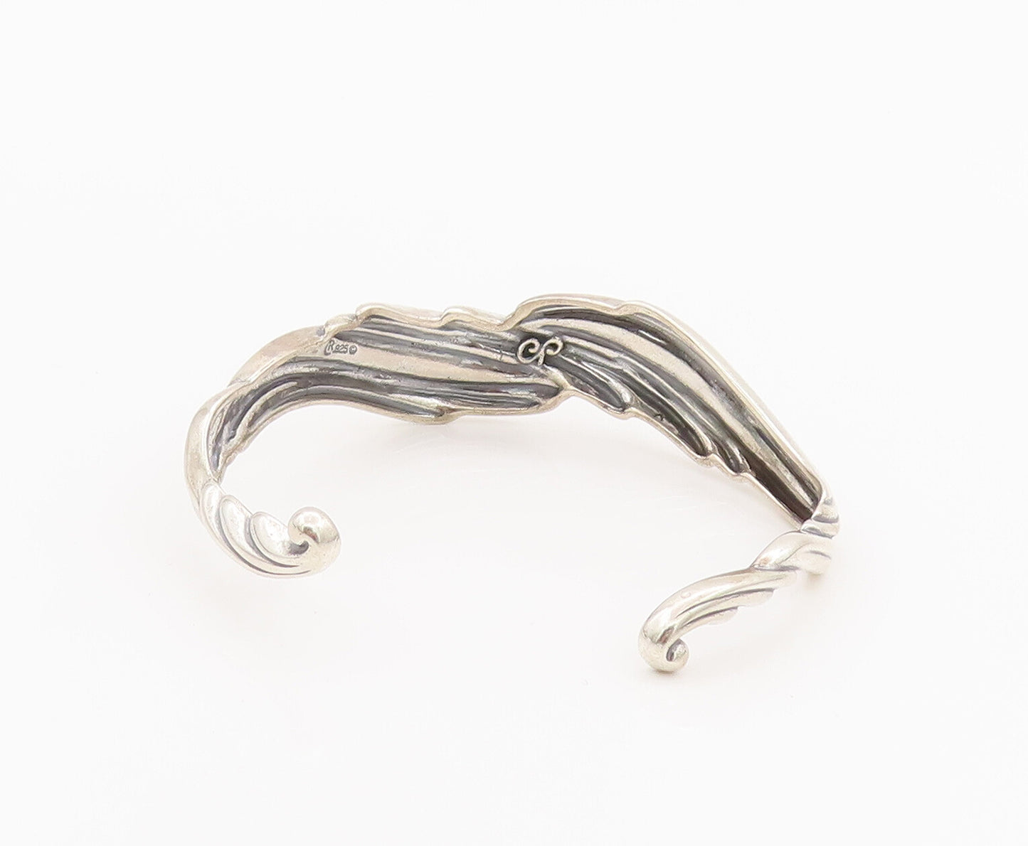 925 Sterling Silver Vintage Bracelet CAROLYN POLLACK Carved Swirly Wave  BT10167