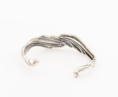 925 Sterling Silver Vintage Bracelet CAROLYN POLLACK Carved Swirly Wave  BT10167