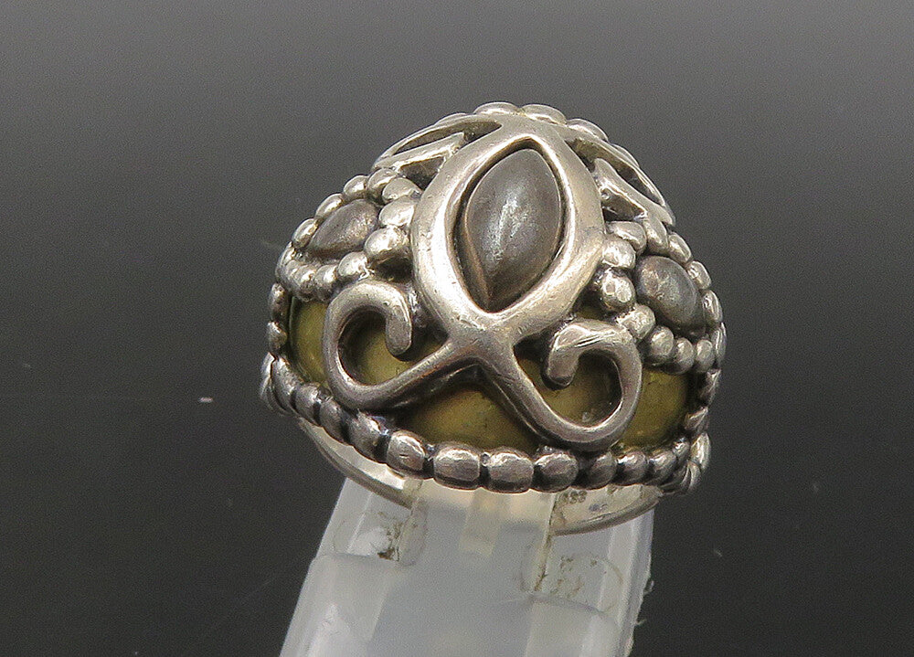 CAROLYN POLLACK 925 Silver  Vintage 2 Tone Swirl Dome Band Ring Sz 6  RG22021