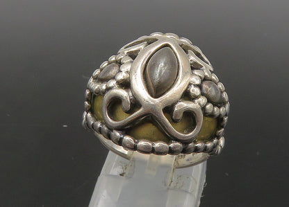 CAROLYN POLLACK 925 Silver  Vintage 2 Tone Swirl Dome Band Ring Sz 6  RG22021