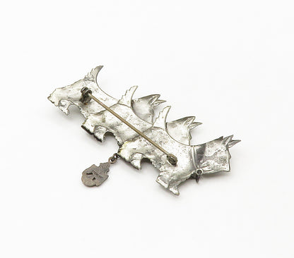 925 Sterling Silver Vintage Oxidized United States Navy Dogs Brooch Pin BP6475