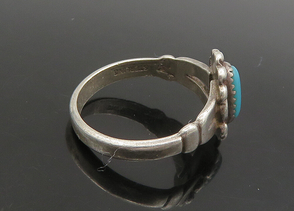 POST BELL 925 Sterling Silver  Vintage Turquoise Swirl Band Ring Sz 5  RG23592