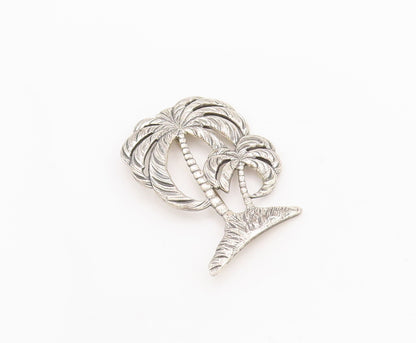 925 Sterling Silver Vintage Brooch Pin DANECRAFT Coconut Tree On Beach  BP11066