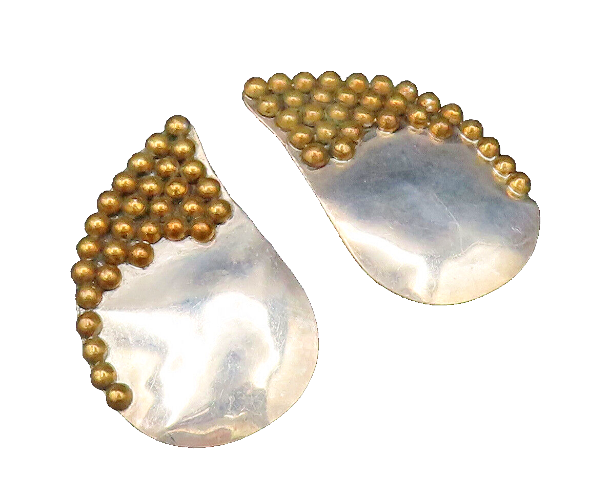 LOUIS BOOTH 925 Silver  Vintage Two Tone Bead Cluster Teardrop Earring EG12241