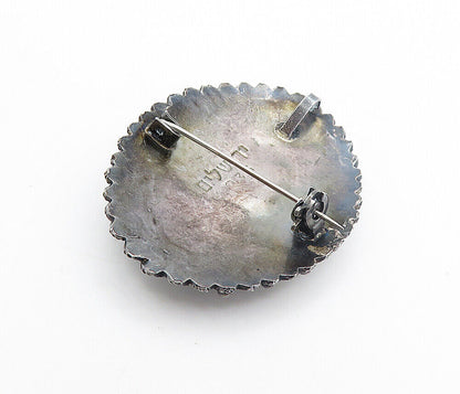 925 Sterling Silver - Vintage Eilat Stone Oxidized Twist Brooch Pin - BP2957