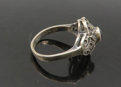 925 Sterling Silver  Vintage Amethyst Flower Dome Band Ring Sz 6  RG22065