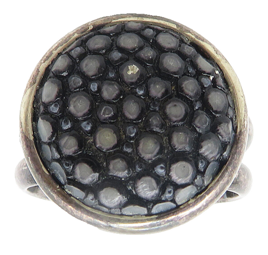 925 Sterling Silver  Vintage Chiseled Design Cocktail Ring Sz 8.5  RG10954