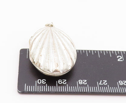 925 Sterling Silver Vintage Pendant Textured Clamshell Locket OPENS  PT26446