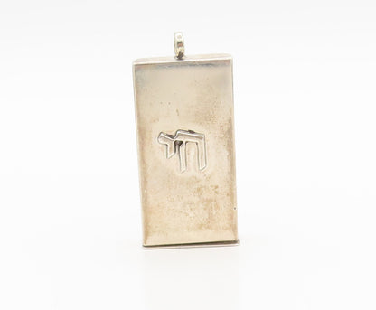 BIER ISRAEL 925 Silver  Vintage Solid Carved Pill Box Pendant (OPENS)  PT22358