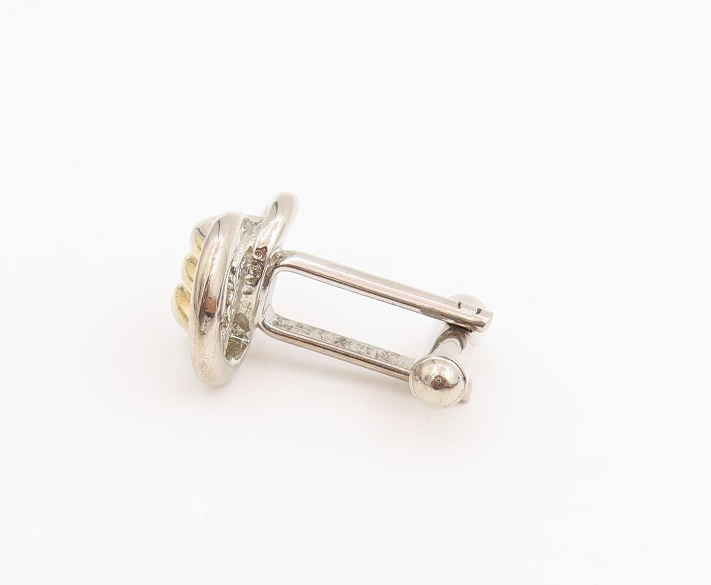 925 Sterling Silver Vintage Cuff Links Chunky Two Tone Interlocking Knot TR4054