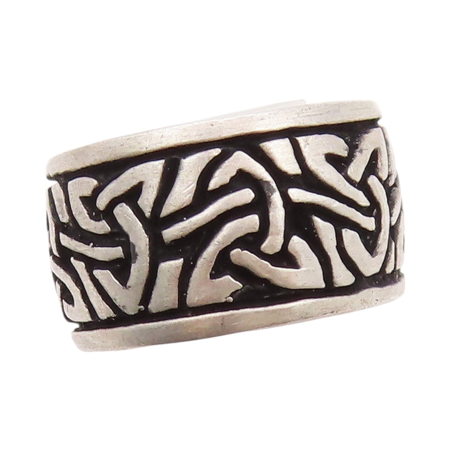925 Sterling Silver Vintage Ring Dark Tone Celtic Knots Carved  Sz 8  RG32477