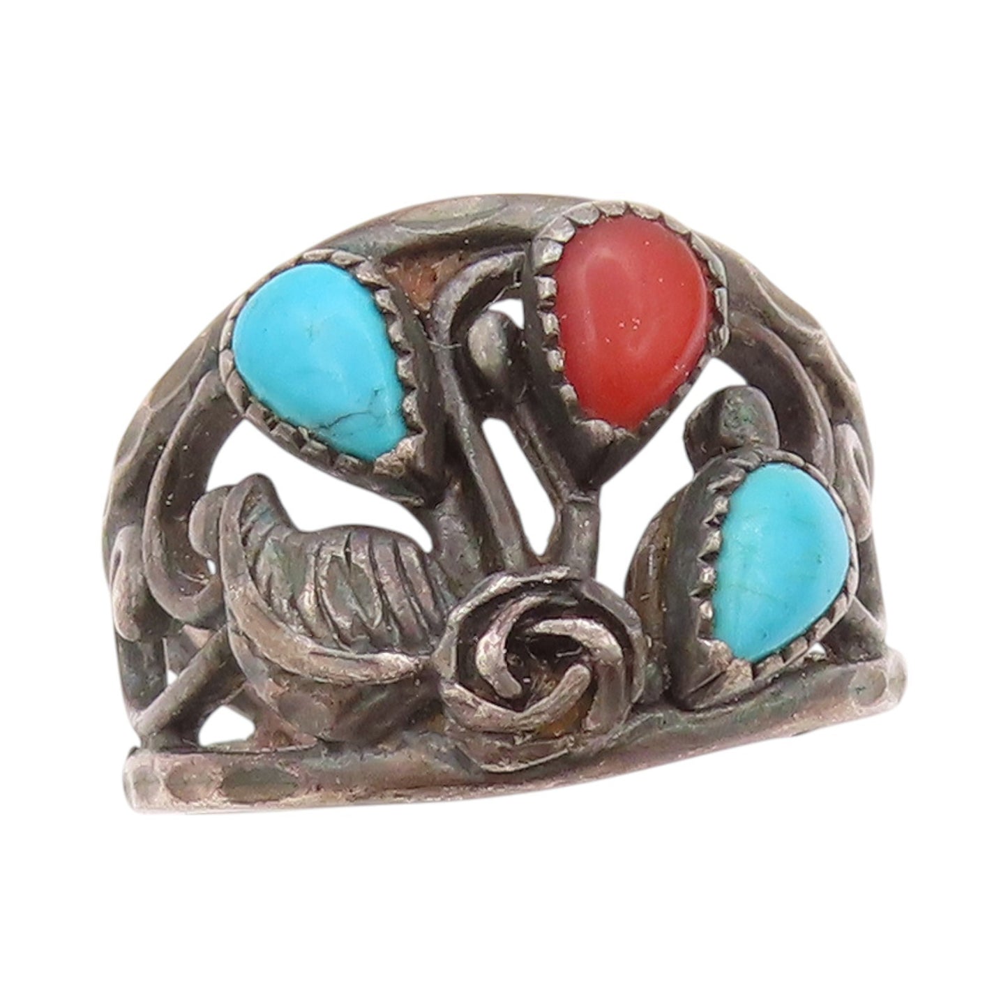 925 Sterling Silver Vintage Ring NAVAJO Drop Shape Turquoise  Sz 7  RG32541