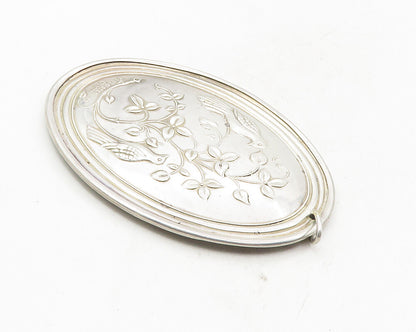 TOWLE 925 Sterling Silver Vintage Shiny Birds Floral Vine Cross Pendant PT7776