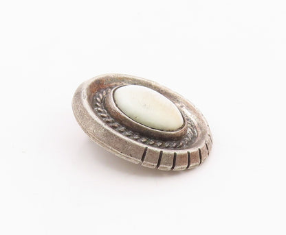 SOUTHWESTERN 925 Silver Vintage Mother Of Pearl Oval Twist Pendant PT15715