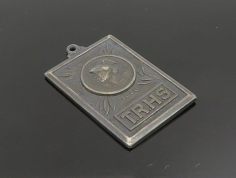 925 Sterling Silver  Vintage Antique 1920 TRHS Rectangle Pendant  PT20871