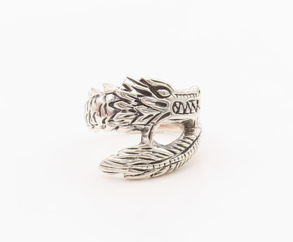 925 Sterling Silver Vintage Ring Modernist Chinese Dragon Wrap  Sz 5.5  RG36298