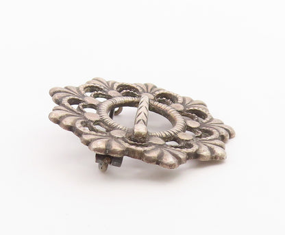 AKSEL HOLMSEN NORWAY 925 Silver  Vintage Antique Round Open Brooch Pin  BP8168