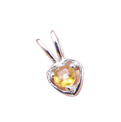 925 Sterling Silver  Citrine Love Heart Slider Pendant  PT1168