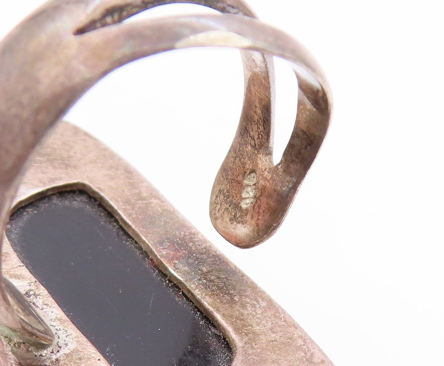 925 Sterling Silver Vintage Ring POLAND Designer Honey Amber  Sz 10  RG32780
