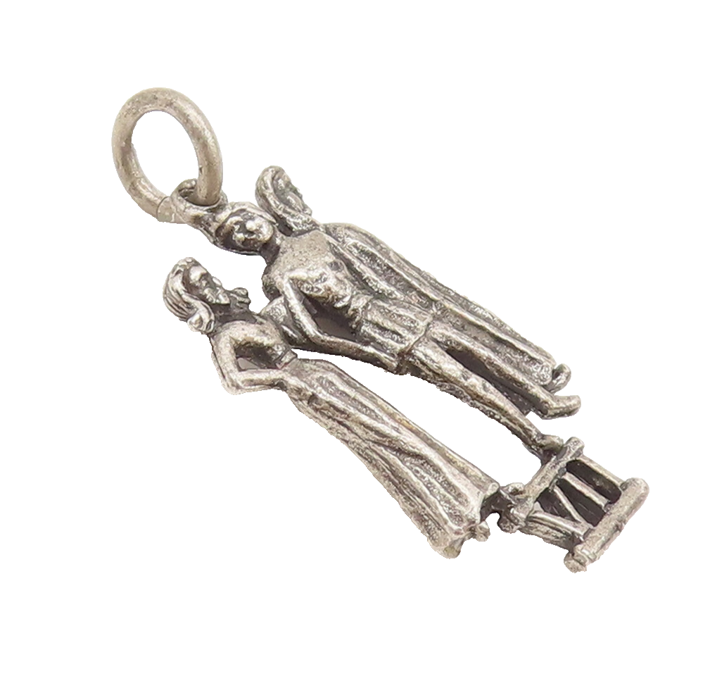 925 Sterling Silver  Vintage Ancient Rome Greek  People Pendant  PT22344