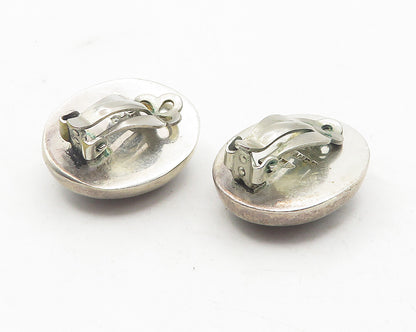 MEXICO 925 Sterling Silver  Vintage Black Onyx Non Pierce Earrings  EG6115