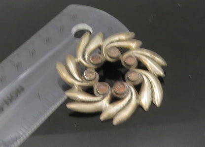 MEXICO 925 Silver  Vintage Topaz Floral Wreath Design Brooch Pin  BP8554