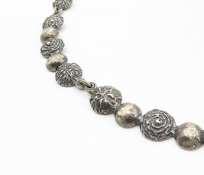 ISRAEL 925 Sterling Silver  Vintage Etched Dome Link Chain Necklace  NE1613