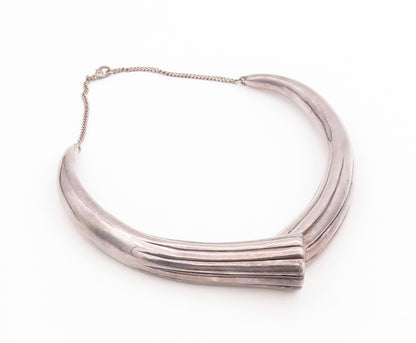 925 Sterling Silver Vintage Necklace YAACOV HELLER Solid Grooved Designer NE4489