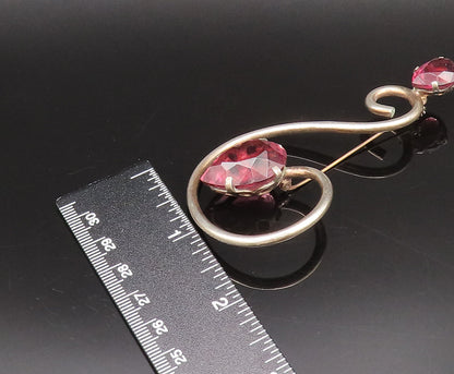925 Silver  Vintage Pear Shaped Tourmaline Spiral Swirl Brooch Pin  BP10069