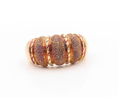 925 Sterling Silver Vintage Ring Gold Plated Domed Grooved Design  Sz 9  RG32817
