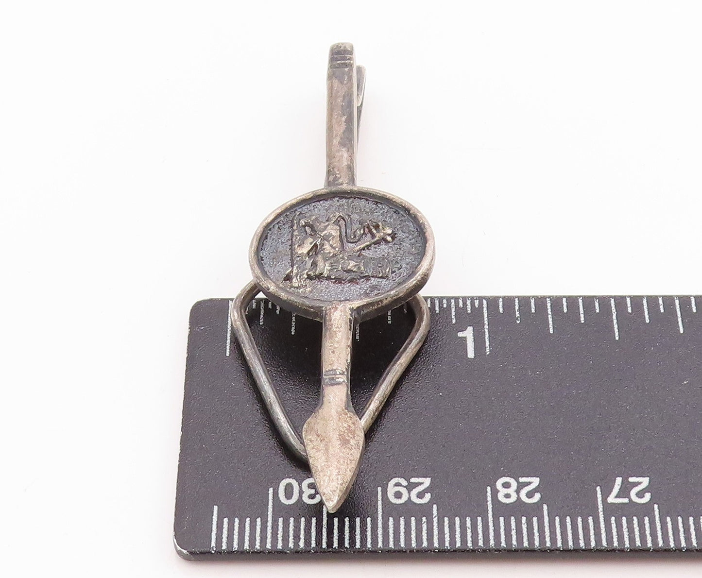 925 Sterling Silver Vintage Tie Clip DENMARK Etched Classic Lion Emblem  TR3955