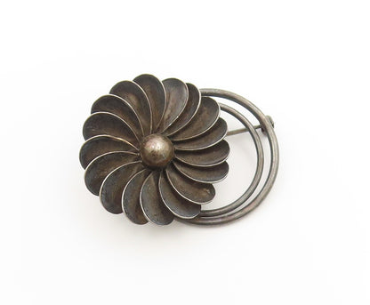 925 Sterling Silver Vintage Brooch GEORG JENSEN DENMARK Floral Design  BP11862