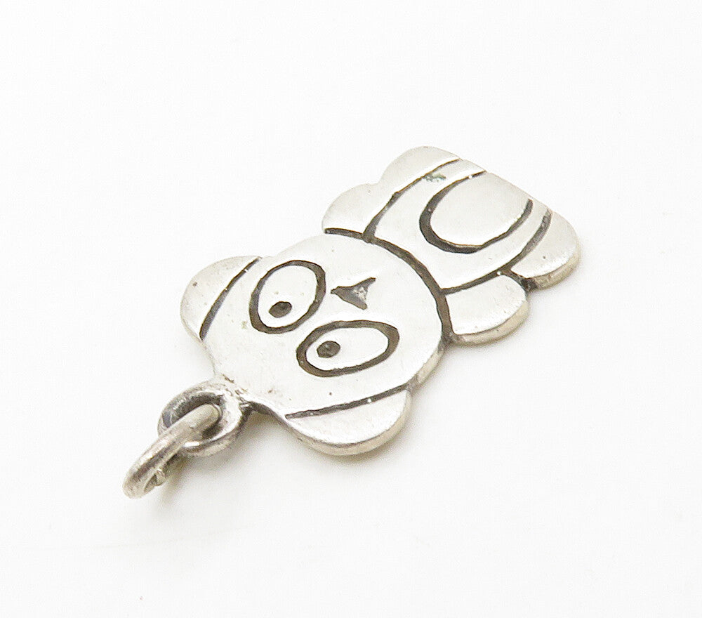 925 Sterling Silver  Vintage Shiny Petite Teddy Bear Motif Pendant  PT12876