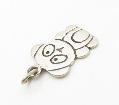 925 Sterling Silver  Vintage Shiny Petite Teddy Bear Motif Pendant  PT12876