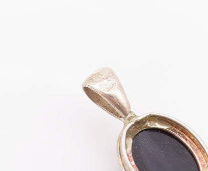 925 Sterling Silver Vintage Pendant Cabochon Honey Amber Drop Design  PT24276