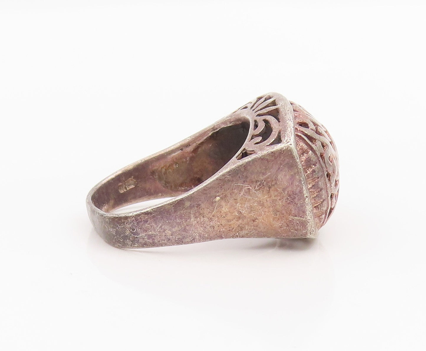 925 Sterling Silver Vintage Ring Intricate Open Scrollwork Signet  Sz 8  RG34253