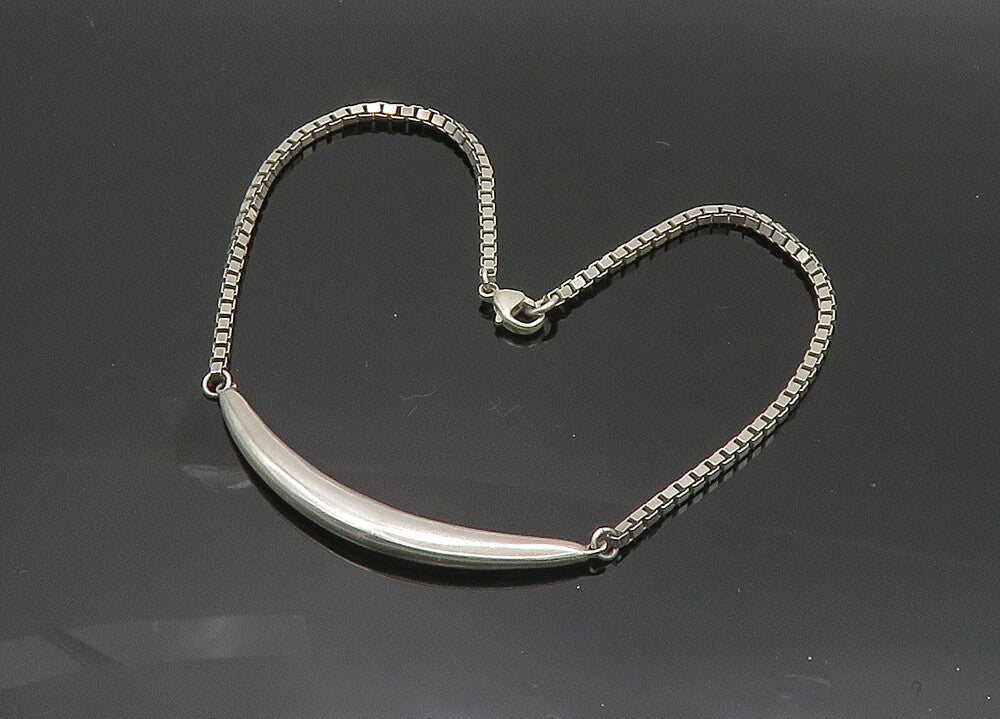 RLM STUDIO 925 Silver  Vintage Curve Pendant Box Link Chain Necklace  NE3355
