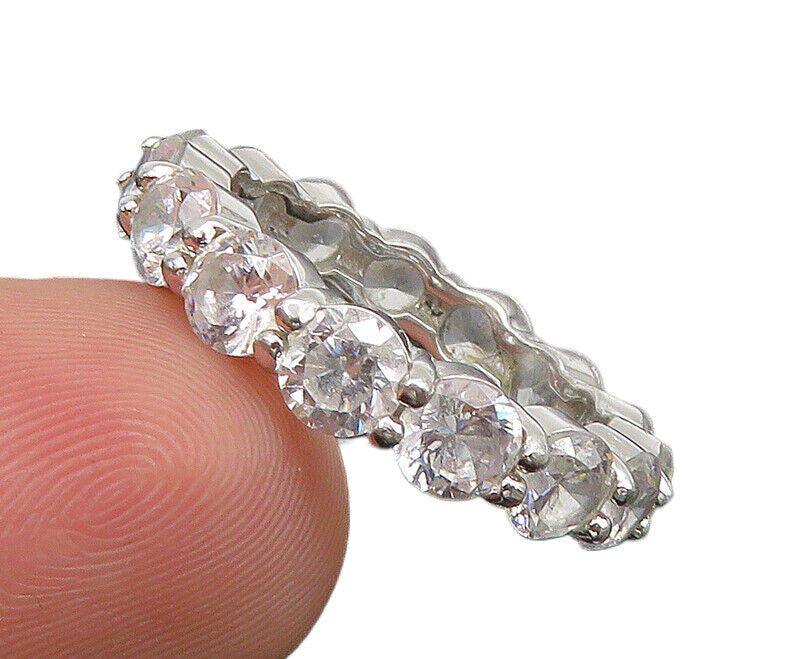 925 Sterling Silver  Vintage Cubic Zirconia Eternity Band Ring Sz 5  RG22811