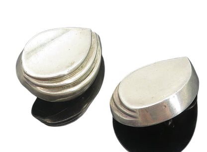 925 Sterling Silver  Vintage Concave Tear Drop Non Pierce Earrings  EG3806