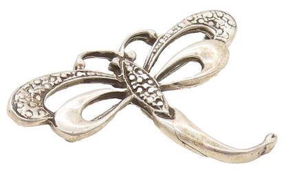 925 Sterling Silver  Vintage Textured Dragonfly Cutout Brooch Pin  BP10146