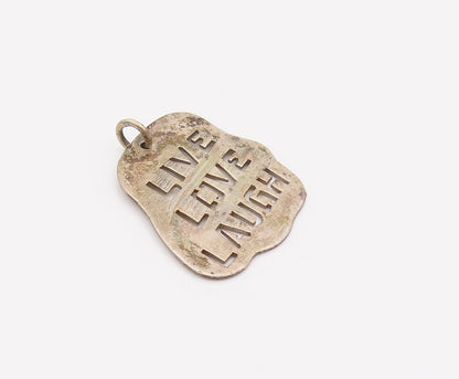 925 Sterling Silver  Vintage Stancil Cutout Live Love Laugh Pendant  PT22032