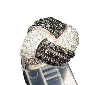 925 Sterling Silver  Vintage Sparkly Spinel & Topaz Knot Ring Sz 5  RG25480