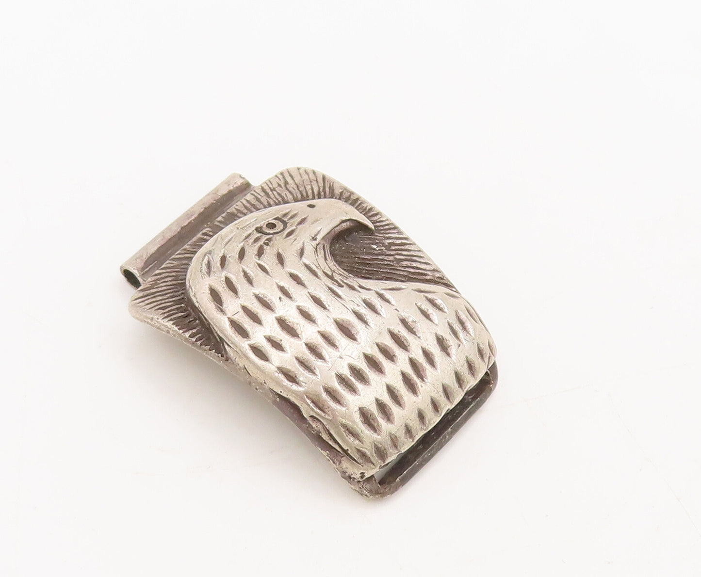 925 Silver Vintage Watch Belt NAVAJO Solid Bulged Etched Eagle Face  TR3676